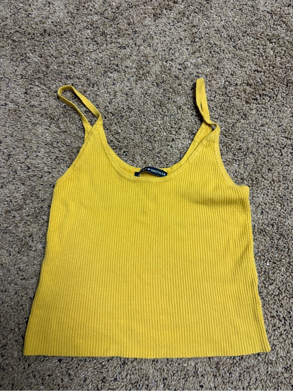 Brandy Melville Yellow Ribbed Tank Top